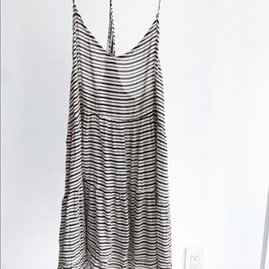 Acacia Swim Black and Cream Striped Coverup Dress